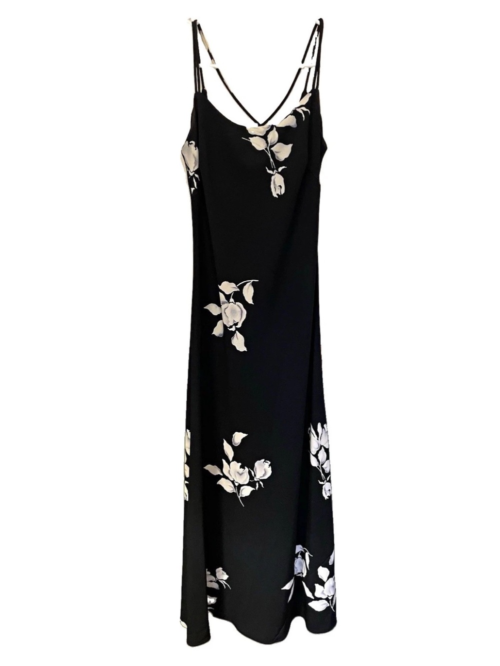 Step in Out VTG Long Strappy Maxi Dress Criss Cross Back 3/4 Size 1990s